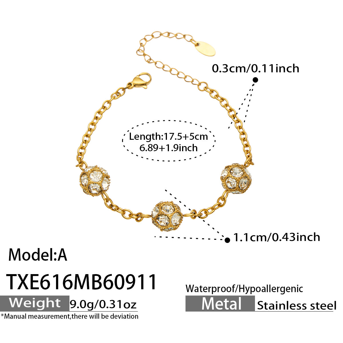 316L Stainless Steel 18K PVD Gold Geometric Ball Bracelet made with 316L stainless steel and 18K PVD gold finish for wholesale jewelry buyers - image 21