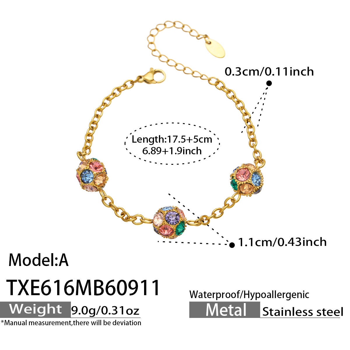 316L Stainless Steel 18K PVD Gold Geometric Ball Bracelet made with 316L stainless steel and 18K PVD gold finish for wholesale jewelry buyers - image 22