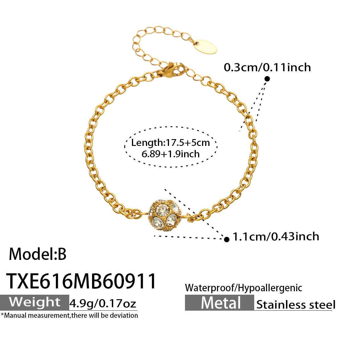 316L Stainless Steel 18K PVD Gold Geometric Ball Bracelet made with 316L stainless steel and 18K PVD gold finish for wholesale jewelry buyers - image 23