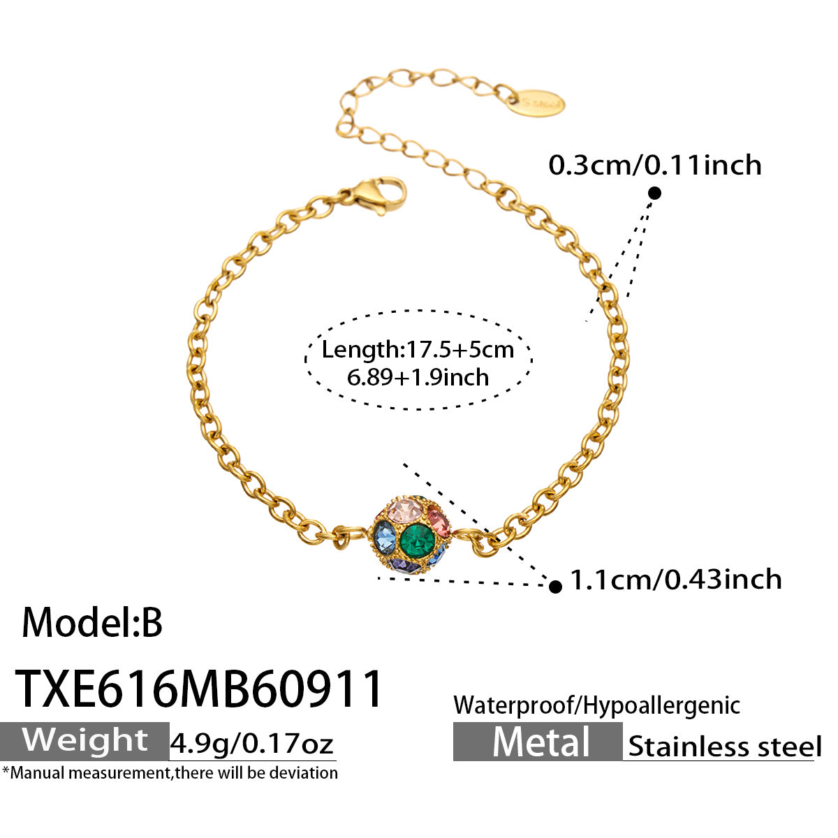 316L Stainless Steel 18K PVD Gold Geometric Ball Bracelet made with 316L stainless steel and 18K PVD gold finish for wholesale jewelry buyers - image 24