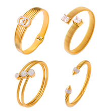 Geometric Bangle Bracelet in Gold Finish