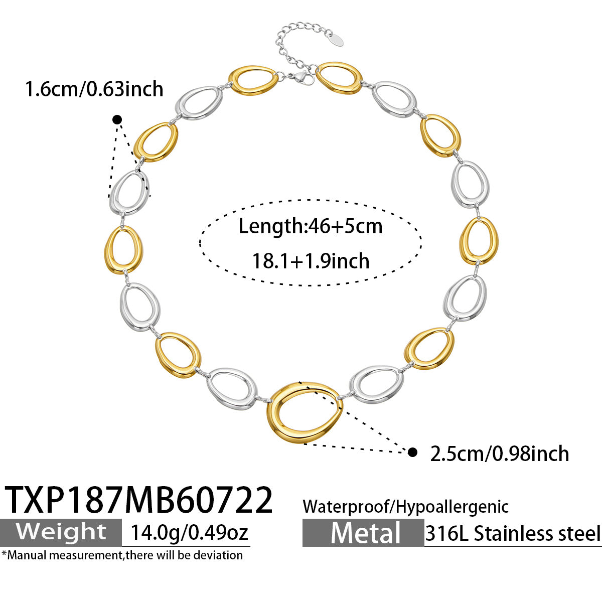 316L Stainless Steel 18K PVD Gold Geometric Chain Bracelet made with 316L stainless steel and 18K PVD gold finish for wholesale jewelry buyers - image 10