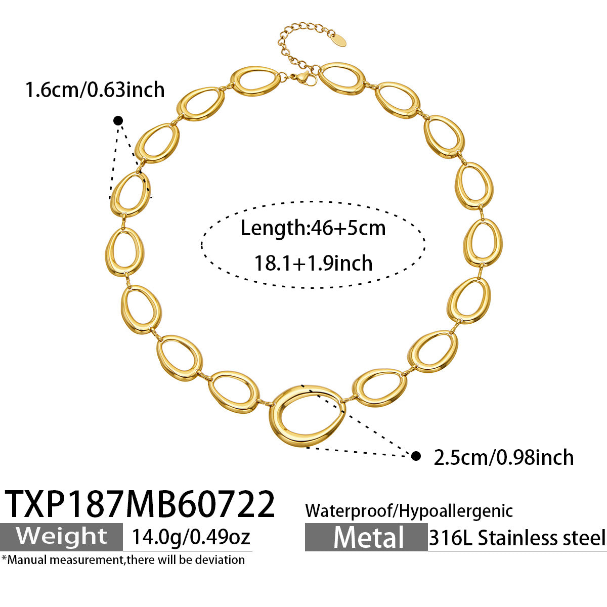 316L Stainless Steel 18K PVD Gold Geometric Chain Bracelet made with 316L stainless steel and 18K PVD gold finish for wholesale jewelry buyers - image 11