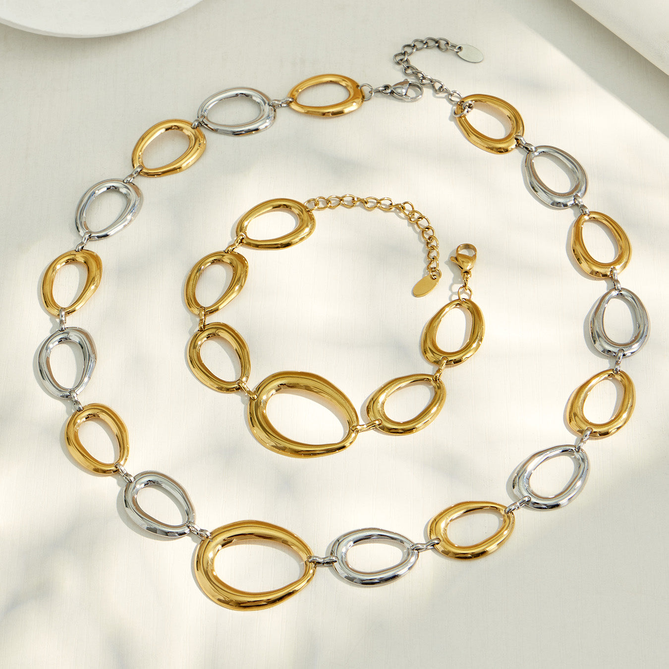 316L Stainless Steel 18K PVD Gold Geometric Chain Bracelet made with 316L stainless steel and 18K PVD gold finish for wholesale jewelry buyers - image 16