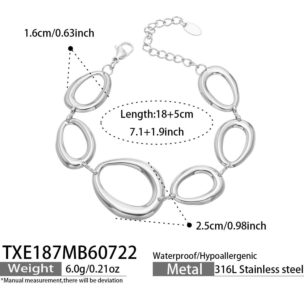 316L Stainless Steel 18K PVD Gold Geometric Chain Bracelet made with 316L stainless steel and 18K PVD gold finish for wholesale jewelry buyers - image 6