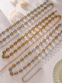 316L Stainless Steel Mixed Metal Coffee Bean Chain Jewelry Set for Women