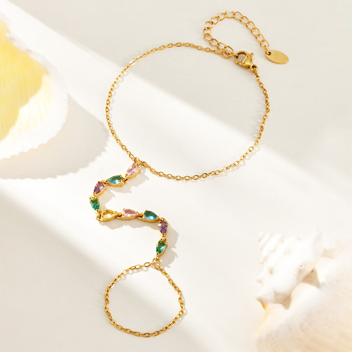 304 Stainless Steel 18K PVD Gold Geometric Drop Ring and Bracelet made with 304 Stainless Steel and 18K PVD gold finish for wholesale jewelry buyers - image 6