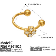 316L Stainless Steel 18K PVD Gold Geometric Four Petal Zircon Ear Clip made with 316L stainless steel and 18K PVD gold finish for wholesale jewelry buyers - image 3