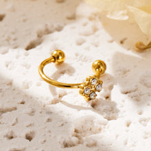 316L Stainless Steel 18K PVD Gold Geometric Four Petal Zircon Ear Clip made with 316L stainless steel and 18K PVD gold finish for wholesale jewelry buyers - image 7
