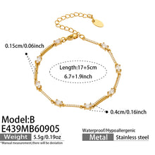 E439-B square zircon bracelet size guide showing adjustable bracelet measurements