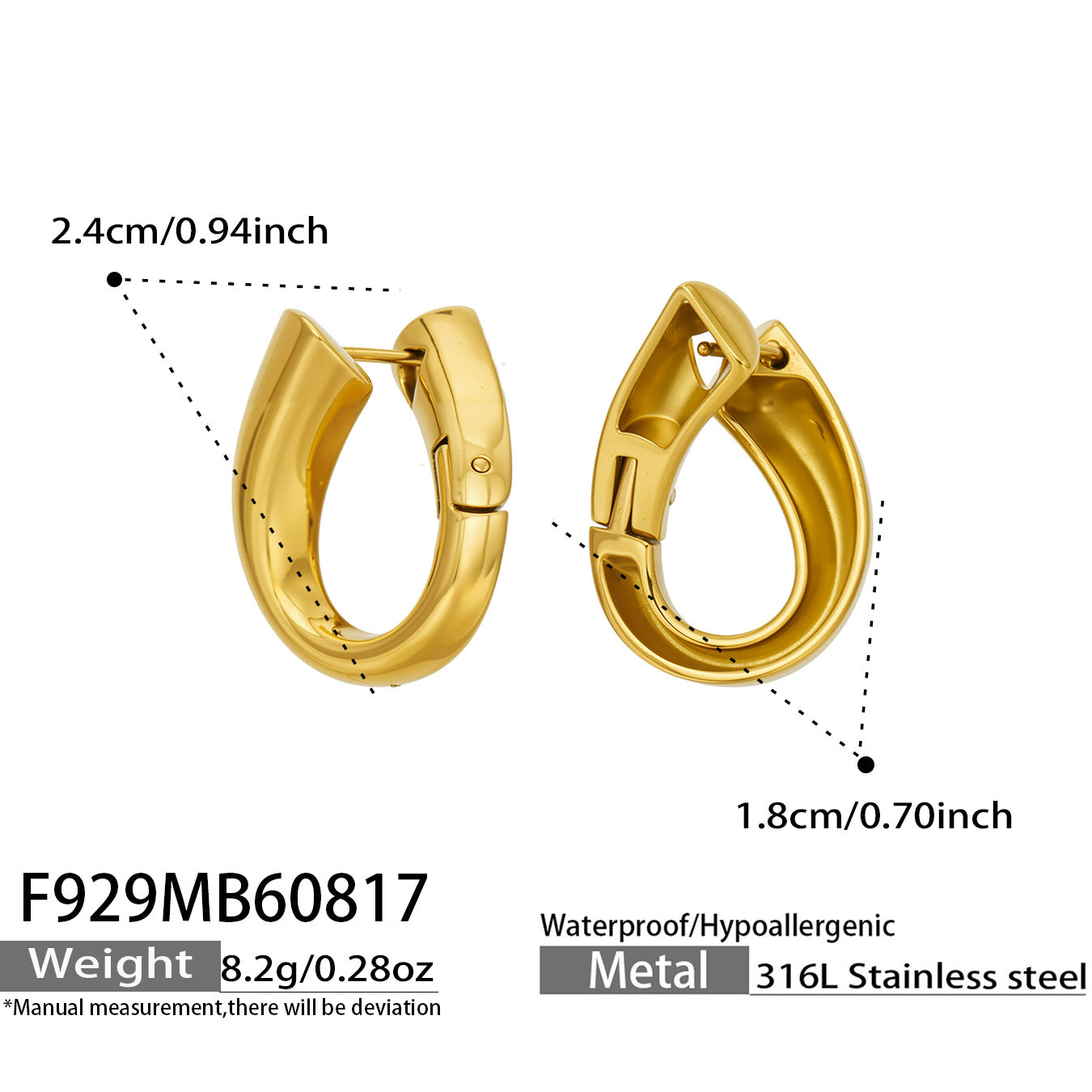 316L Stainless Steel 18K PVD Gold Geometric Hollow Waterdrop Earrings made with 316L stainless steel and 18K PVD gold finish for wholesale jewelry buyers - image 4