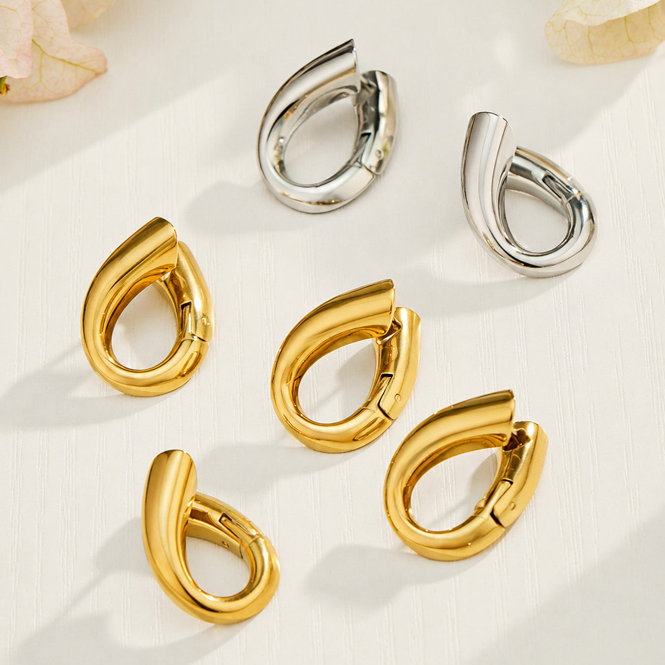 316L Stainless Steel 18K PVD Gold Geometric Hollow Waterdrop Earrings made with 316L stainless steel and 18K PVD gold finish for wholesale jewelry buyers - image 7