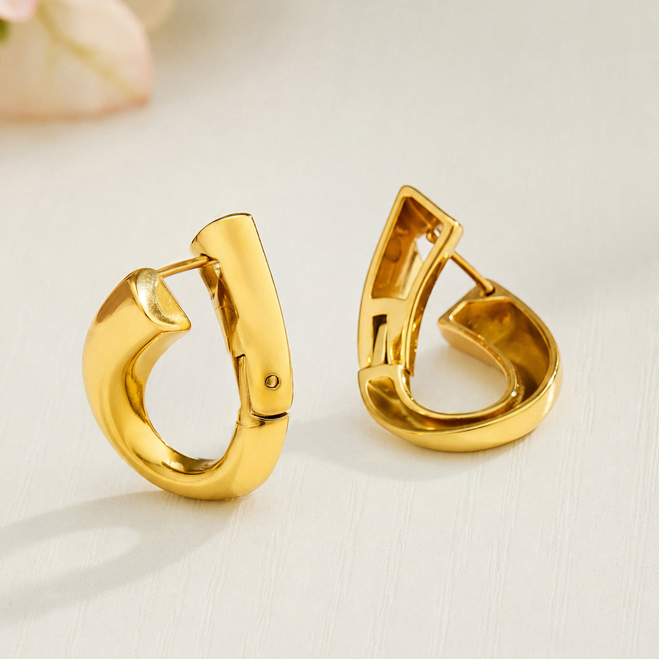 316L Stainless Steel 18K PVD Gold Geometric Hollow Waterdrop Earrings made with 316L stainless steel and 18K PVD gold finish for wholesale jewelry buyers - image 9