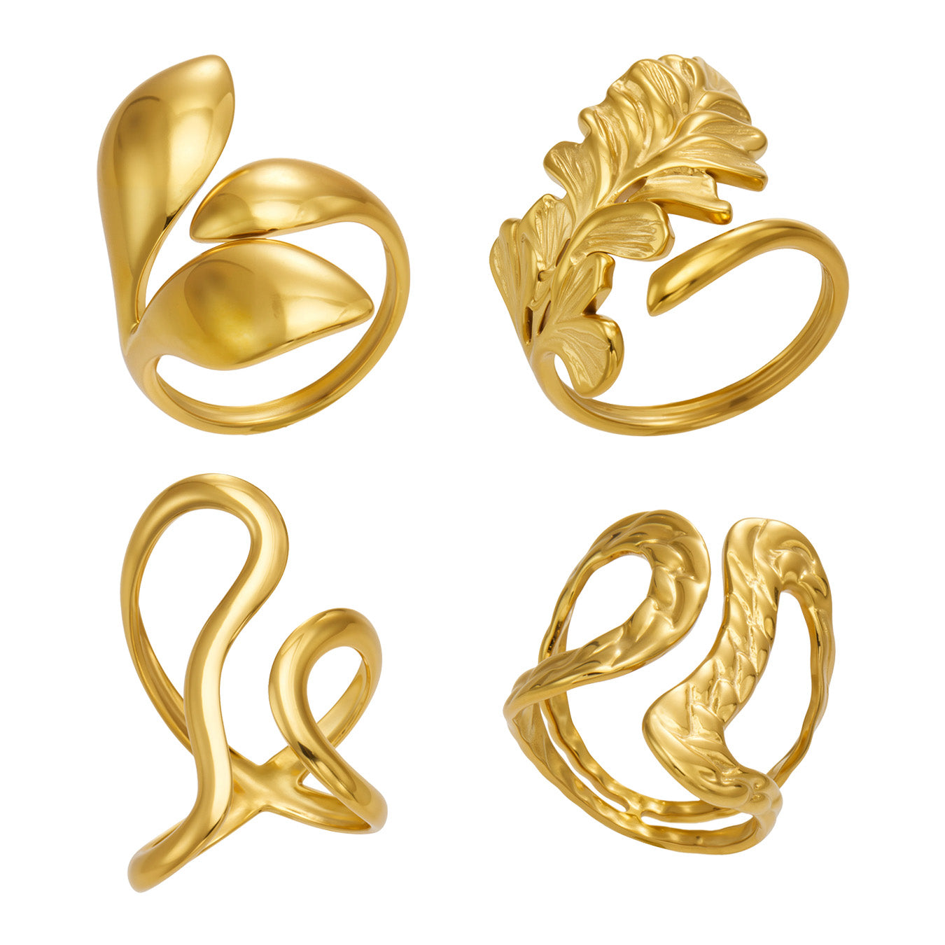 316L Stainless Steel 18K PVD Gold Geometric Ring Set made with 316L stainless steel and 18K PVD gold finish for wholesale jewelry buyers - image 11