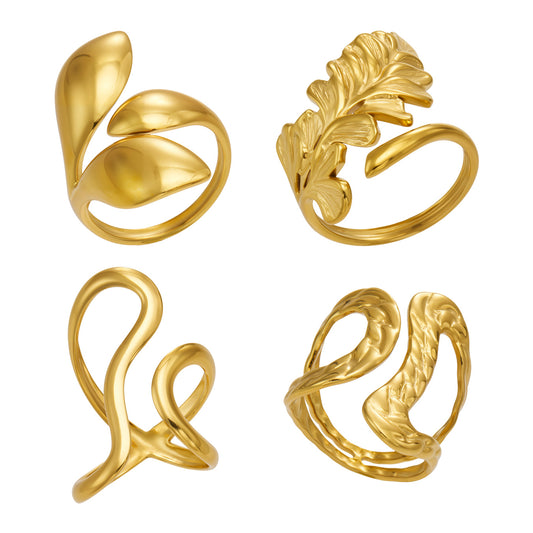 316L Stainless Steel 18K PVD Gold Geometric Ring Set made with 316L stainless steel and 18K PVD gold finish for wholesale jewelry buyers - image 11