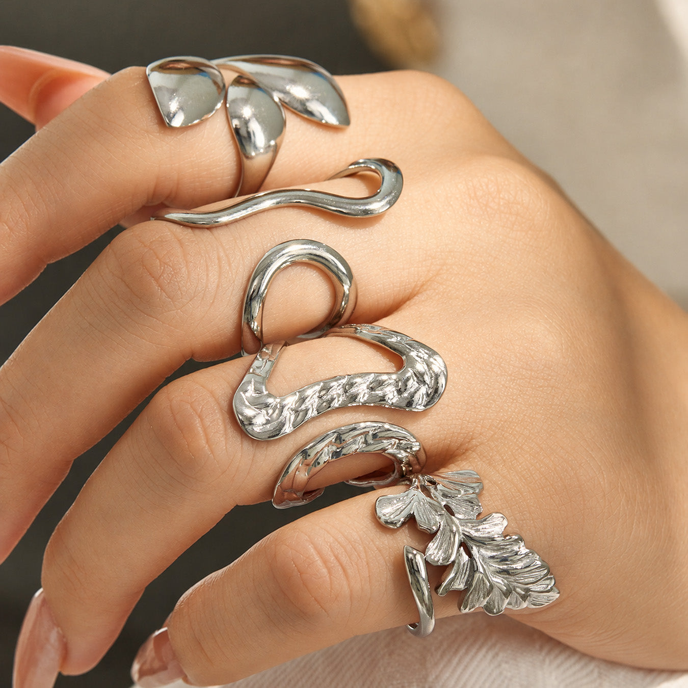 316L Stainless Steel 18K PVD Gold Geometric Ring Set made with 316L stainless steel and 18K PVD gold finish for wholesale jewelry buyers - image 19