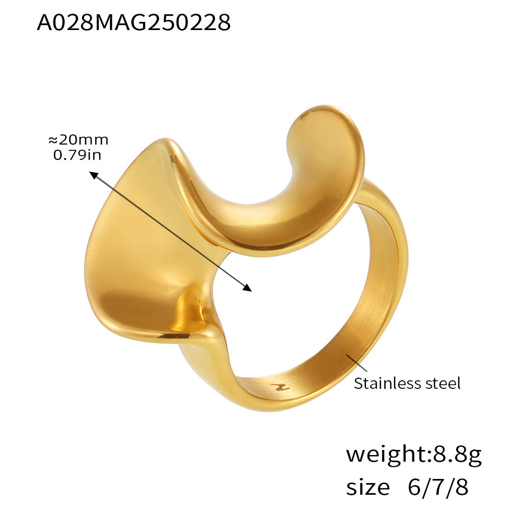 316L Stainless Steel 18K PVD Gold Geometric Twisted Ring made with 316L stainless steel and 18K PVD gold finish for wholesale jewelry buyers - image 6