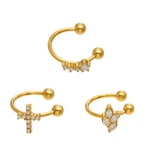 Geometric Wheat Zircon Ear Clip in Gold Finish