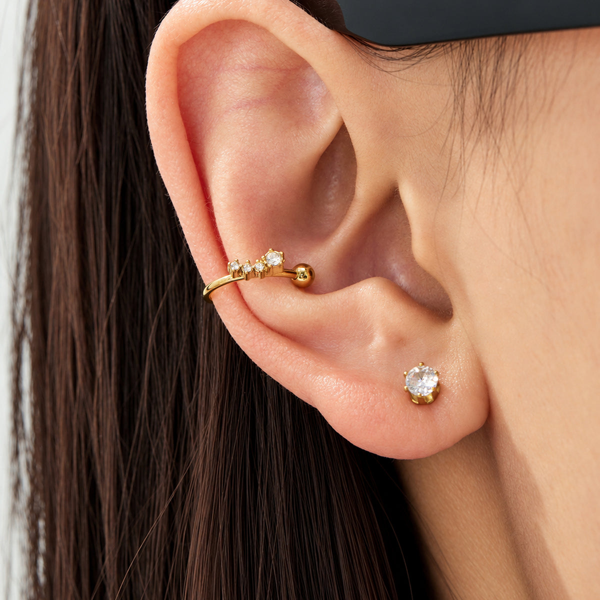 316L Stainless Steel 18K PVD Gold Geometric Wheat Zircon Ear Clip made with 316L stainless steel and 18K PVD gold finish for wholesale jewelry buyers - image 11