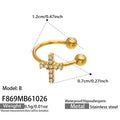 B Cross Zircon Gold Clip-On Earrings / Jewelry