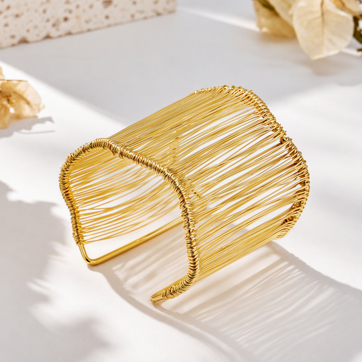 304 Stainless Steel 18K PVD Gold Geometric Wire Open Bangle made with 304 Stainless Steel and 18K PVD gold finish for wholesale jewelry buyers - image 4