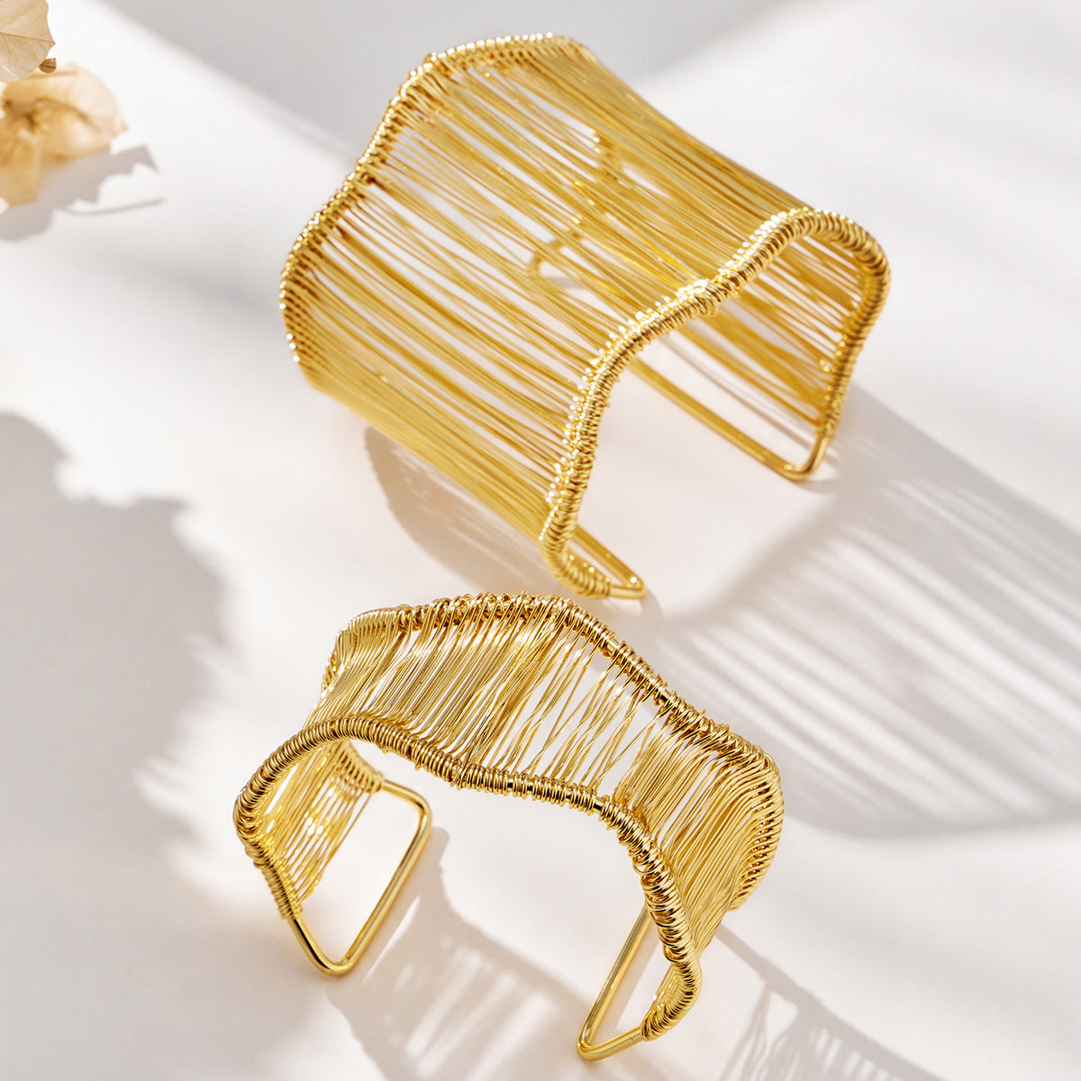 304 Stainless Steel 18K PVD Gold Geometric Wire Open Bangle made with 304 Stainless Steel and 18K PVD gold finish for wholesale jewelry buyers - image 6