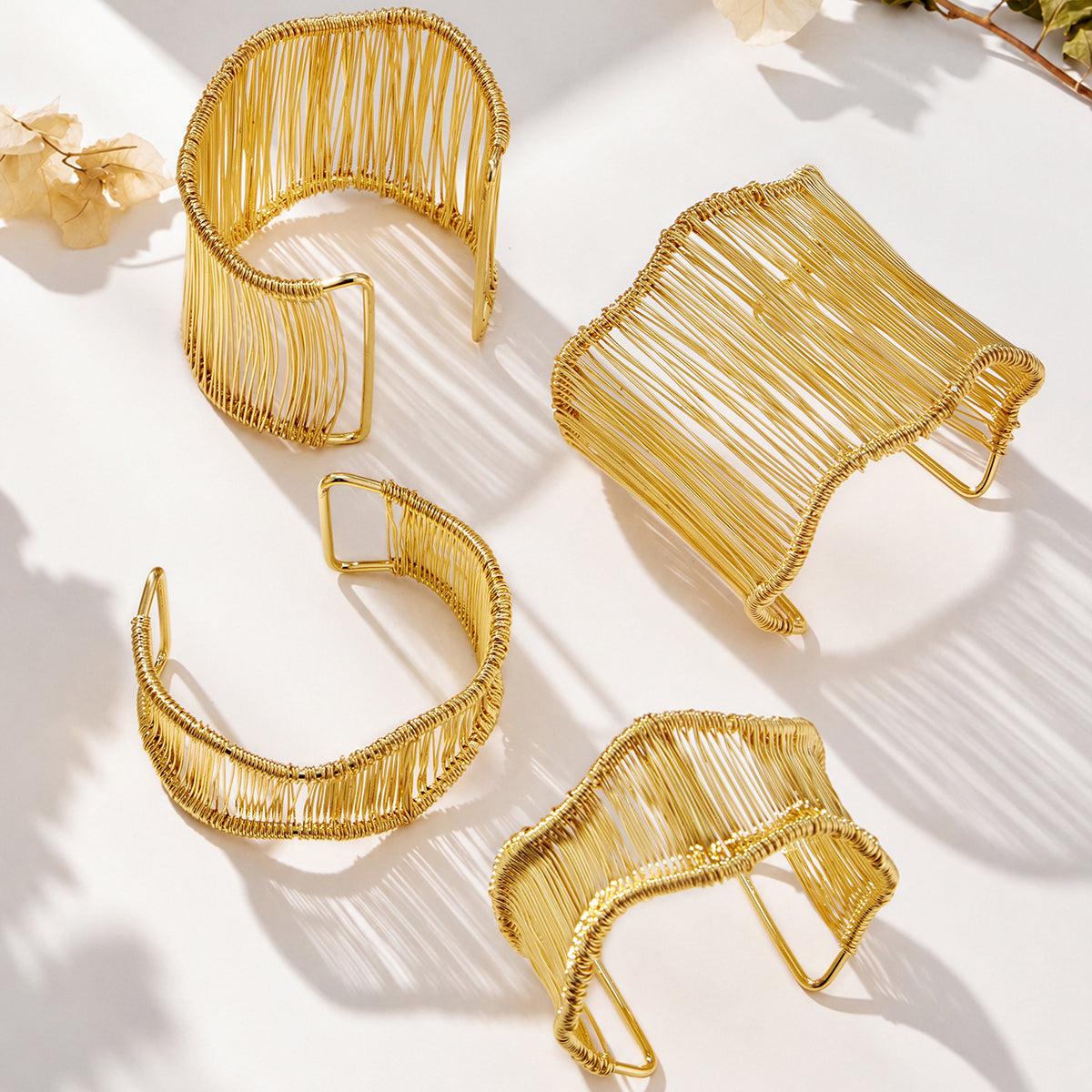 304 Stainless Steel 18K PVD Gold Geometric Wire Open Bangle made with 304 Stainless Steel and 18K PVD gold finish for wholesale jewelry buyers - image 7