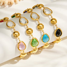 Pink, blue, green and black glass stone bracelets
