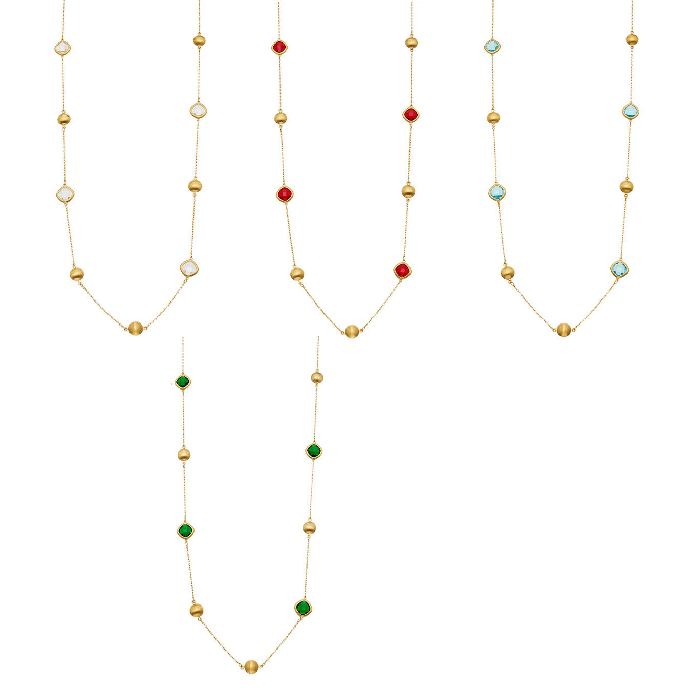 316L Stainless Steel 18K PVD Gold Glass Stone Long Necklace made with 316L stainless steel and 18K PVD gold finish for wholesale jewelry buyers - image 10