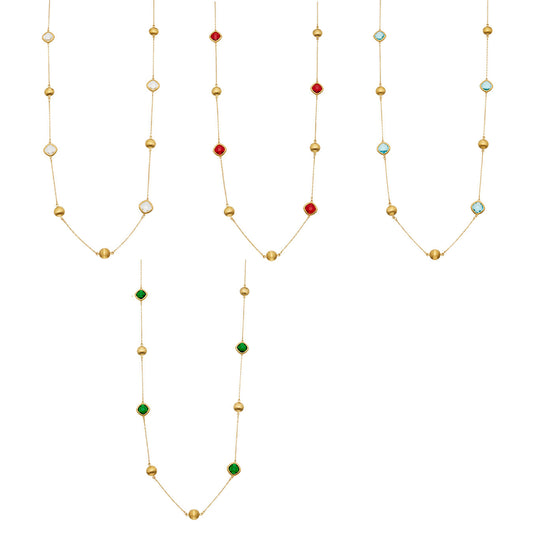 316L Stainless Steel 18K PVD Gold Glass Stone Long Necklace made with 316L stainless steel and 18K PVD gold finish for wholesale jewelry buyers - image 10