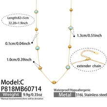 316L Stainless Steel 18K PVD Gold Glass Stone Long Necklace made with 316L stainless steel and 18K PVD gold finish for wholesale jewelry buyers - image 17