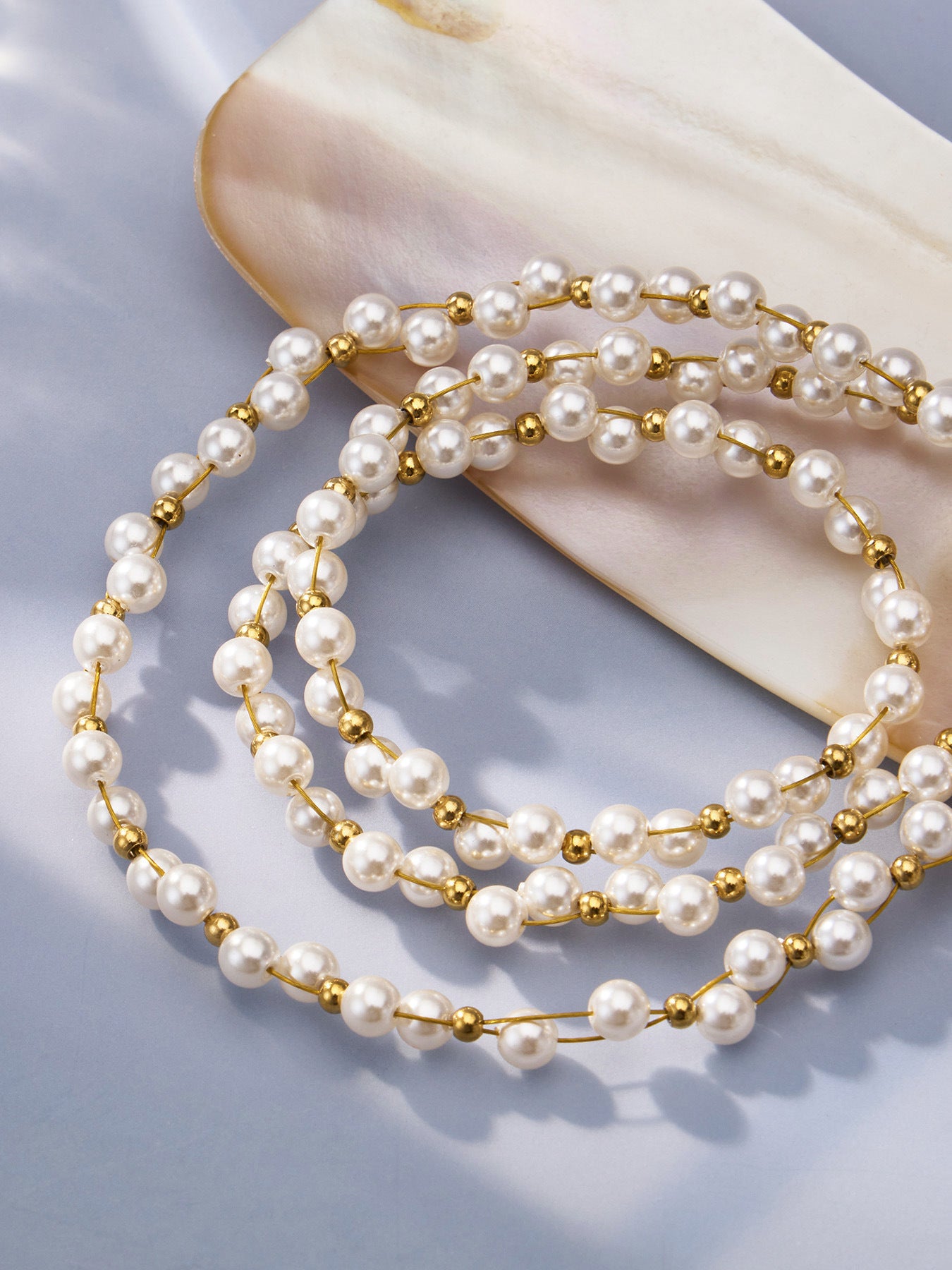 316L Stainless Steel 18K Gold PVD French Style Faux Pearl Necklace