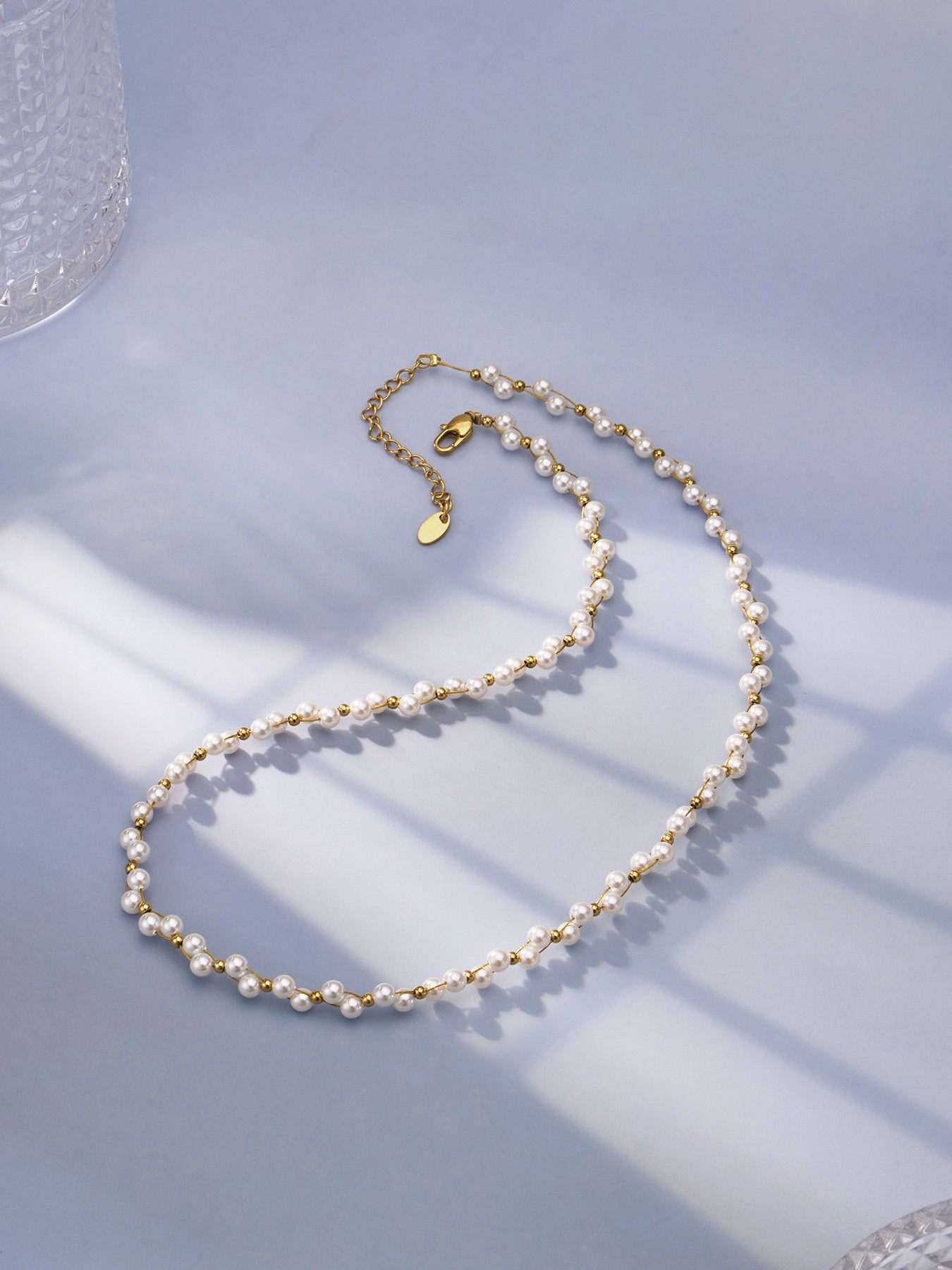 316L Stainless Steel 18K Gold PVD French Style Faux Pearl Necklace