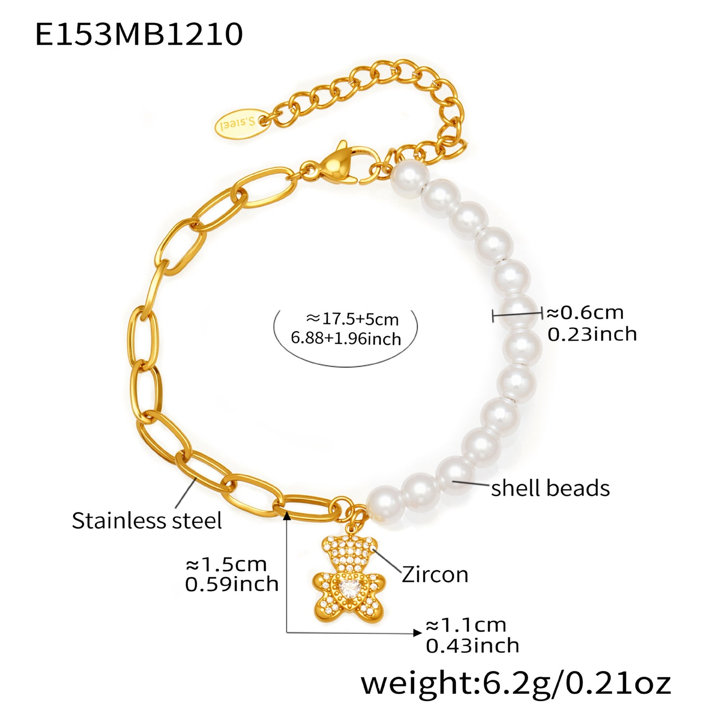 316L Stainless Steel Finger Chain Bracelet with Natural Stone