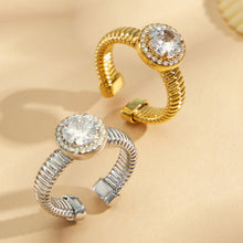 316L Stainless Steel 5A Zircon Geometric Open Ring Collection