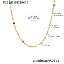 Gold tone stainless steel beaded chain necklace size and measurement guide