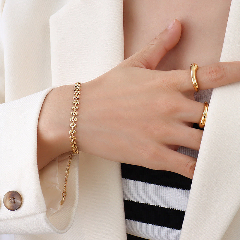 18K Gold Plated Stainless Steel Mixed Chain Bracelet Collection