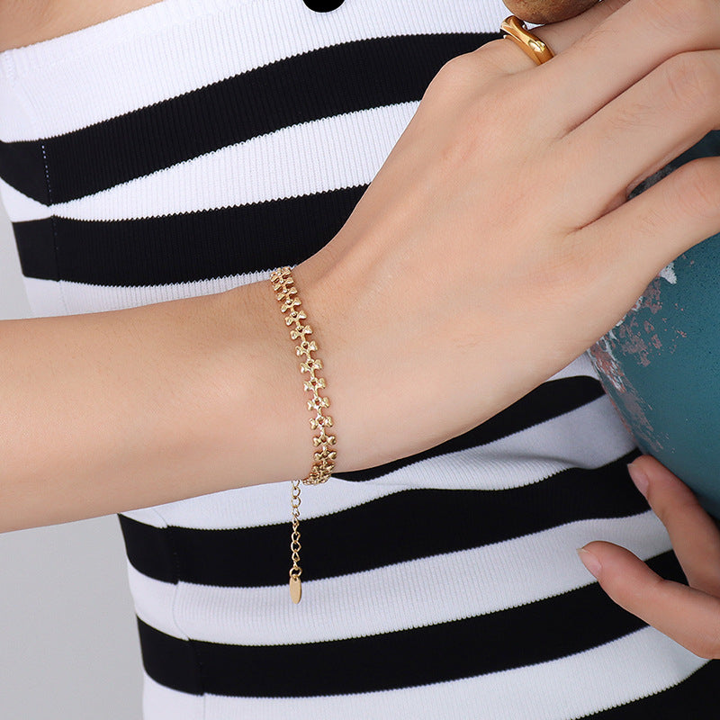 18K Gold Plated Stainless Steel Mixed Chain Bracelet Collection