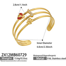 Gold chili pepper cuff bracelet width, opening and product specification guide