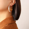 Gold White Zircon Earrings (F569) / Default
