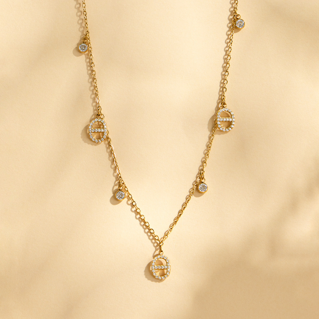 complete layered gold coin charm jewelry set necklace bracelet rings waterproof stainless steel
