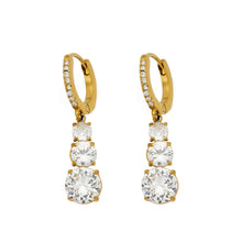 Gold cubic zirconia droplet earrings made from 316L stainless steel