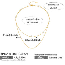 Gold double-layer faux pearl necklace dimensions and layered chain specification guide