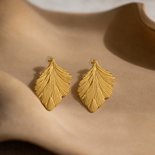 316L Stainless Steel 18K PVD Gold Irregular Leaf Drop Earrings