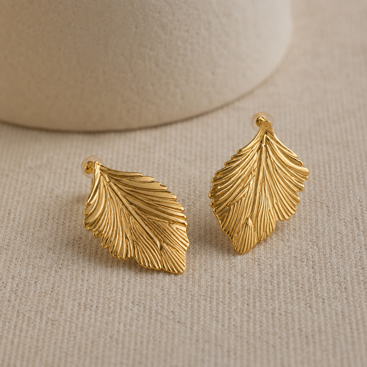 316L Stainless Steel 18K PVD Gold Irregular Leaf Drop Earrings