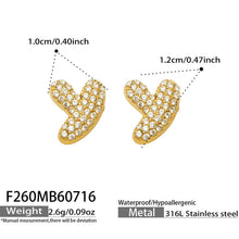 Size guide for gold letter Y initial stud earrings