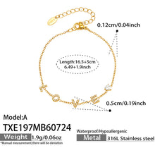 MiduoduoJewelry gold LOVE letter zircon bracelet dimensions and specification guide