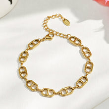 Gold mariner chain link bracelet with lobster clasp and adjustable extender