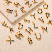 Gold multicolor zircon alphabet initial letter pendant collection with colorful A-Z charms for personalized necklaces