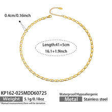 Gold oval link chain necklace length, link width and product specification guide